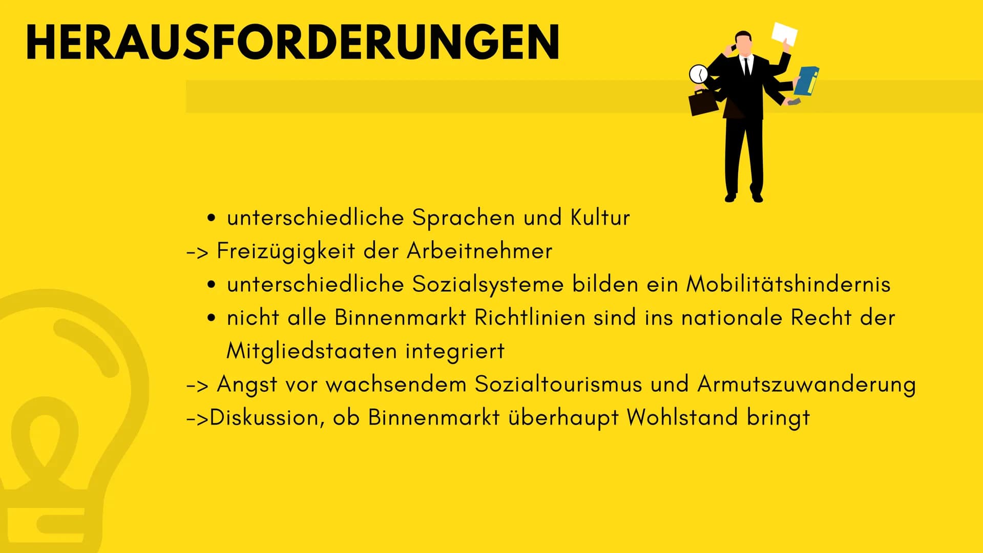 Was ist der
europäische
Binnenmarkt
? 1
Allgemein
GLIEDEKUNG
2
Vier Freiheiten
3
Ziele
4
Vorteile
5
Herausforderungen EUROPÄISCHE
BINNENMARK