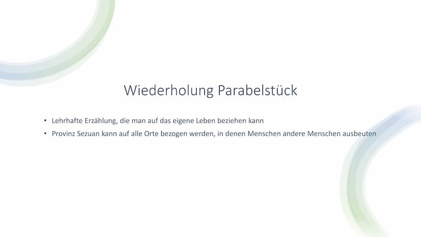 ●
Kritisches Mitdenken soll erzeugt werden
• Distanz des Lesers statt Identifizierung mit den Figuren
,,Verfremdung"→ Soll überraschen, Selb