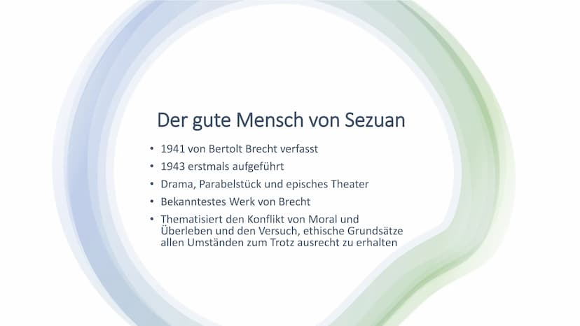●
Kritisches Mitdenken soll erzeugt werden
• Distanz des Lesers statt Identifizierung mit den Figuren
,,Verfremdung"→ Soll überraschen, Selb