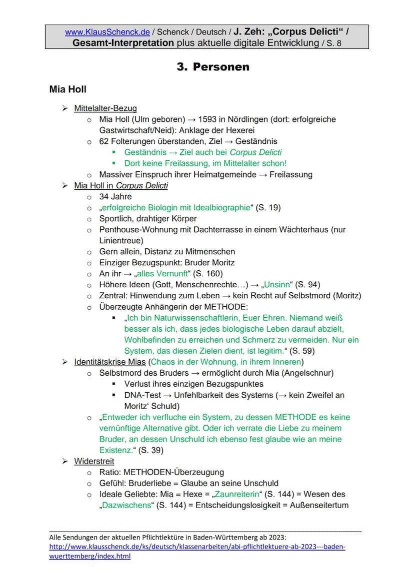 www.KlausSchenck.de/Schenck / Deutsch / J. Zeh: „Corpus Delicti" /
Gesamt-Interpretation plus aktuelle digitale Entwicklung / S. 1
Juli Zeh: