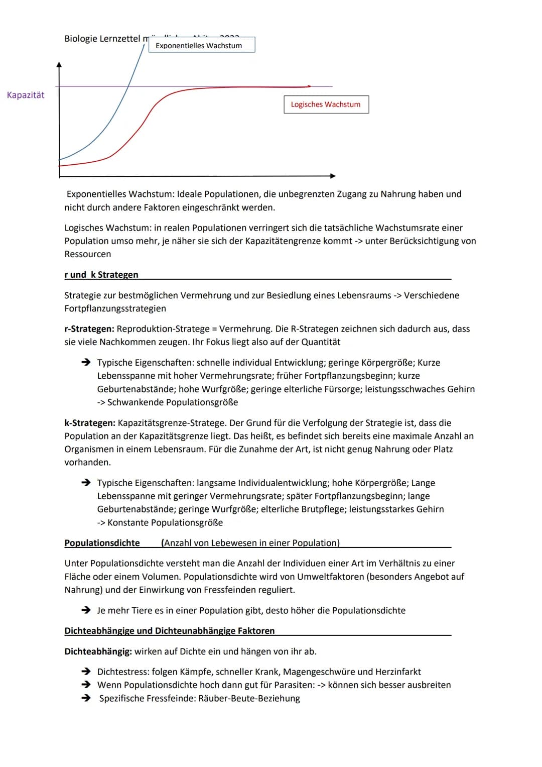 Biologie Lernzettel mündliches Abitur 2023
Ökologie
Definition: Lebewesen und ihre Umwelt bilden ein Komplexes Netzwerk aus Wechselwirkungen