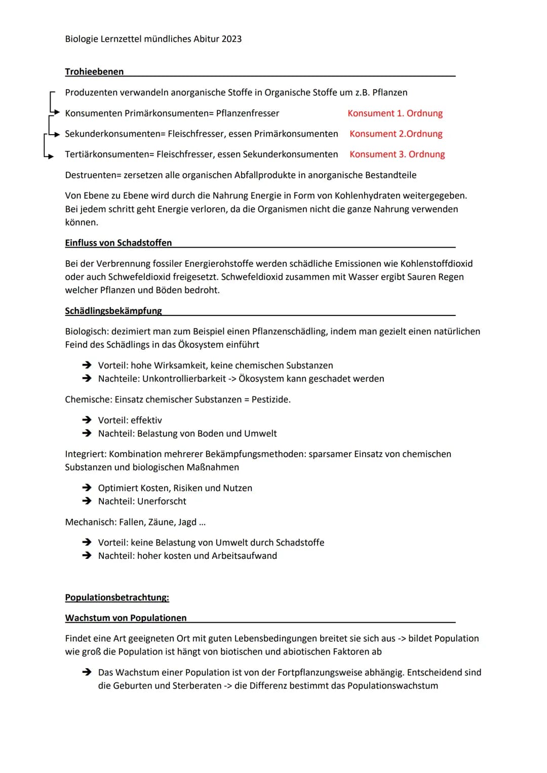 Biologie Lernzettel mündliches Abitur 2023
Ökologie
Definition: Lebewesen und ihre Umwelt bilden ein Komplexes Netzwerk aus Wechselwirkungen
