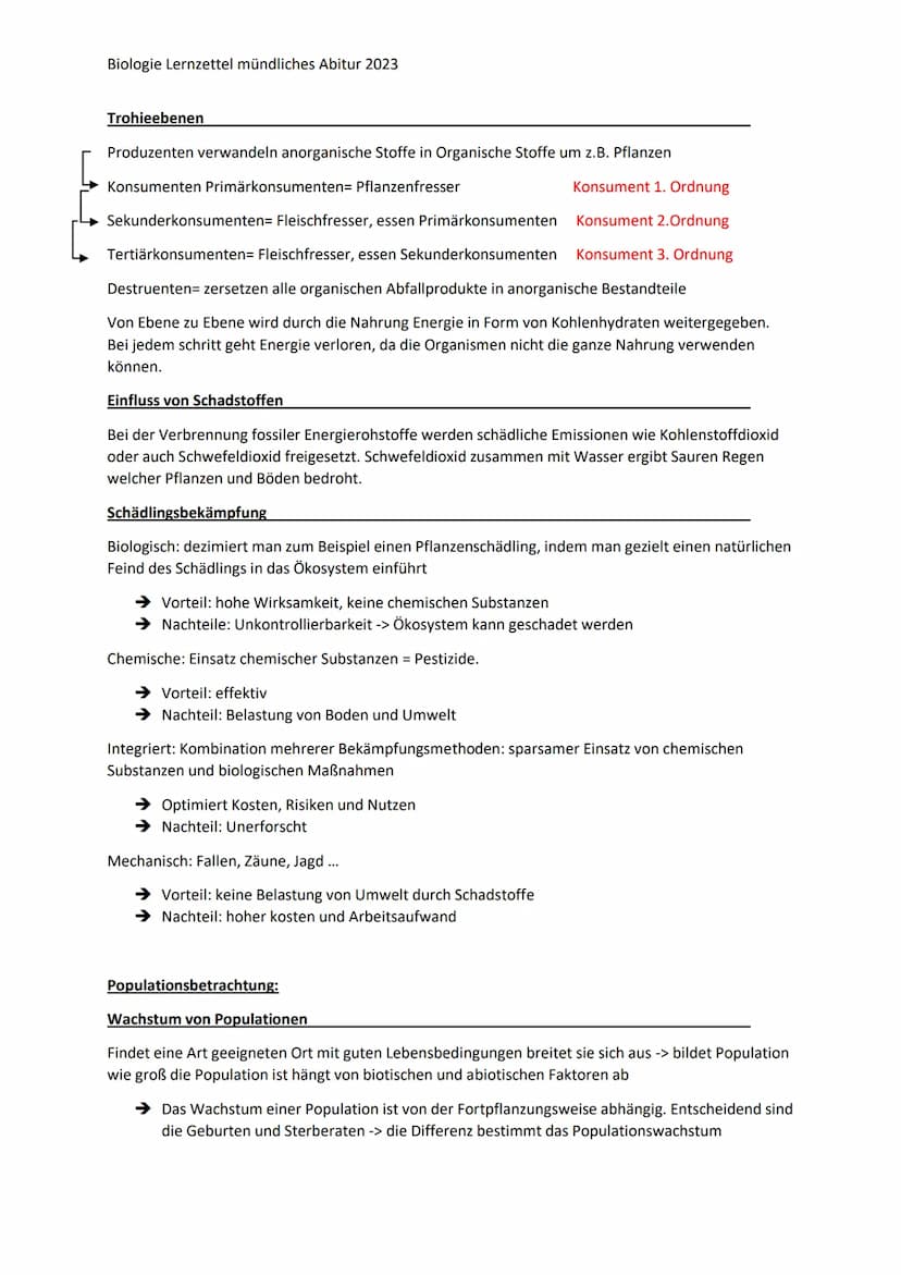 Biologie Lernzettel mündliches Abitur 2023
Ökologie
Definition: Lebewesen und ihre Umwelt bilden ein Komplexes Netzwerk aus Wechselwirkungen