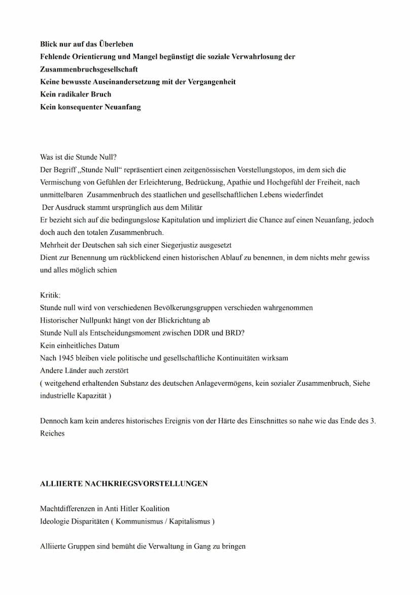DEUTSCHLAND UND DIE WELT NACH 1945
(ES KOMMEN WIEDERHOLUNGEN VON ASPEKTEN VOR, DAS IST VORGESEHEN)
Kriegsende und Neuanfang
1945
Bröckelnde 