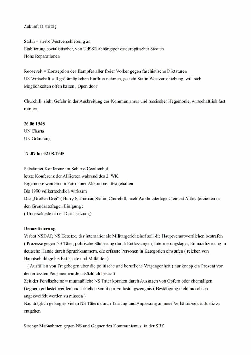 DEUTSCHLAND UND DIE WELT NACH 1945
(ES KOMMEN WIEDERHOLUNGEN VON ASPEKTEN VOR, DAS IST VORGESEHEN)
Kriegsende und Neuanfang
1945
Bröckelnde 
