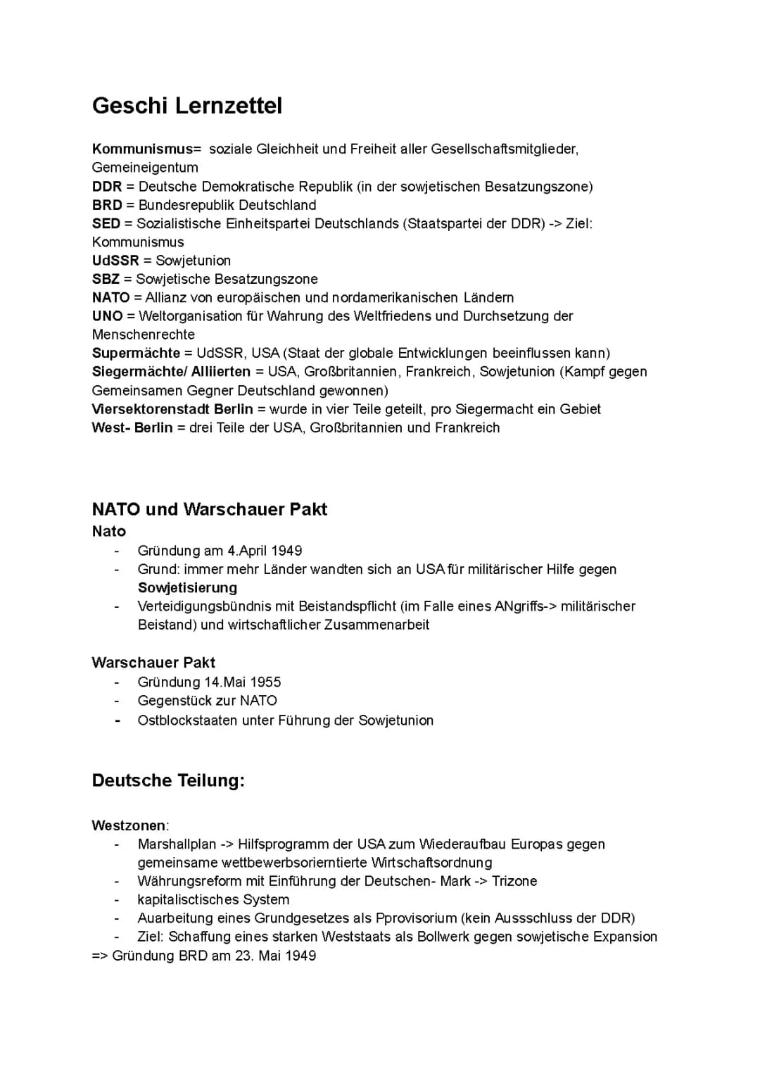 Deutsche Teilung, DDR, BRD, Verträge und Pakte, Reformpolitik, Abgrenzungspolitik