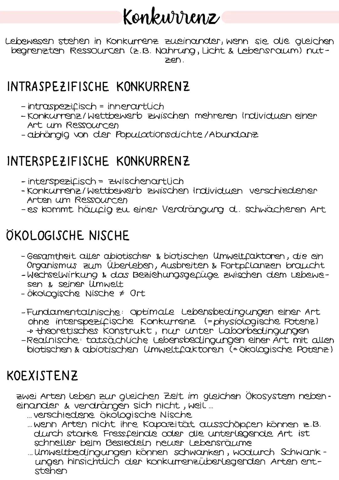 Intraspezifische und Interspezifische Konkurrenz: Ökologische Nische und Koexistenz einfach erklärt