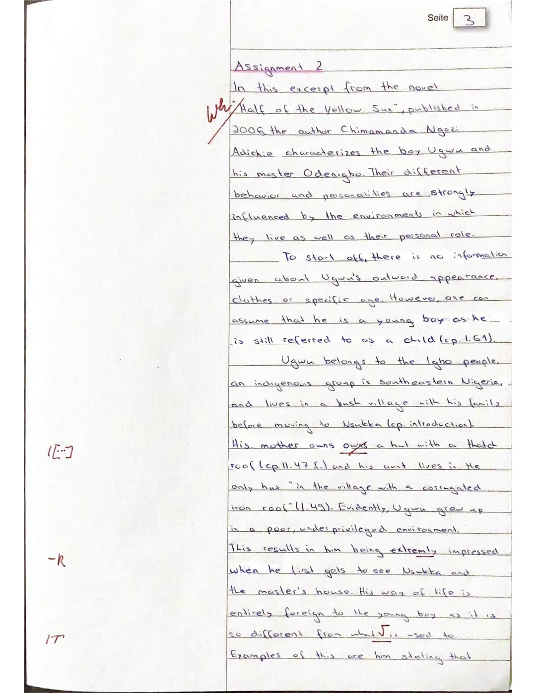 Lk eng 12/II.2
4. Klausur
Theme: Voices from the African Continent - Focus on Nigeria
Text: Ch. N. Adichie: Half of the Yellow Sun
Annotatio