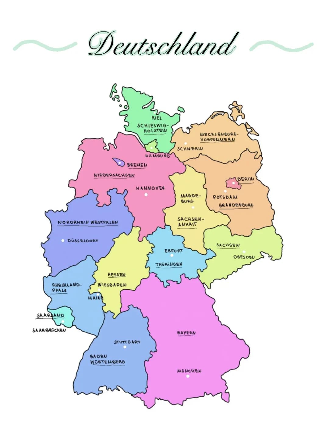 Bundesländer Deutschlands mit Hauptstadt