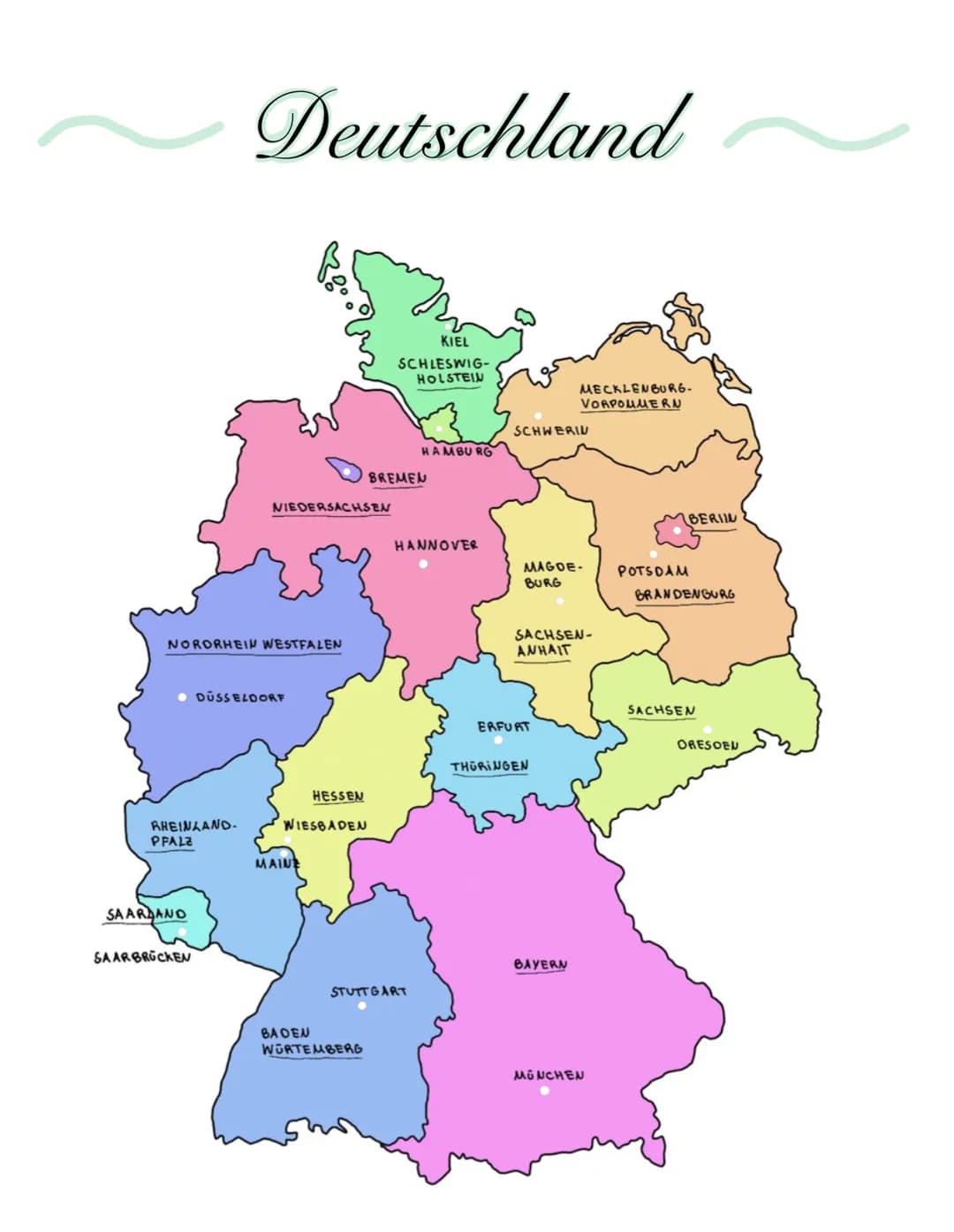 NORDRHEIN WESTFALEN
RHEINLAND.
PFALZ
Deutschland
• DÜSSELDORF
SAARDAND
SAARBRÜCKEN
NIEDERSACHSEN
HESSEN
WIESBADEN
MAIN
KIEL
SCHLESWIG-
HOLST
