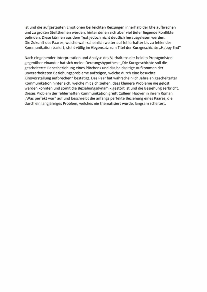 Interpretation ,,Happy End" von Kurt Marti
Aufgestaute Probleme, die fehlerhafte Kommunikation voraussetzen, können schnell zu
aufgestauter 