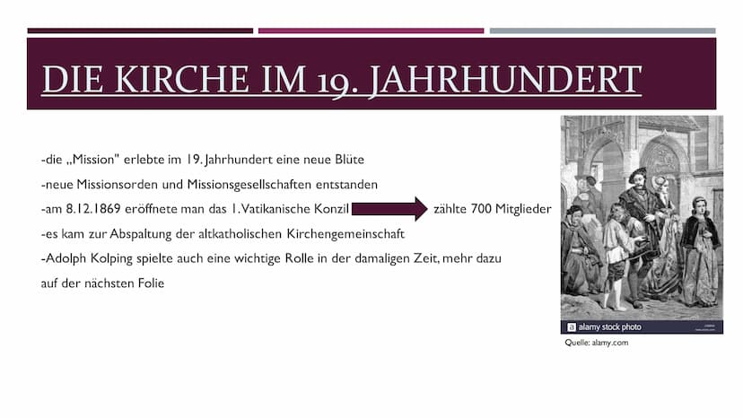 DIE KIRCHENGESCHICHTE
VON JENNIFER HEBSTREIT
Quelle: alamy.com INHALTSVERZEICHNIS
1.
2. Inhaltsverzeichnis
3. die Kirche im 19. Jahrhundert
