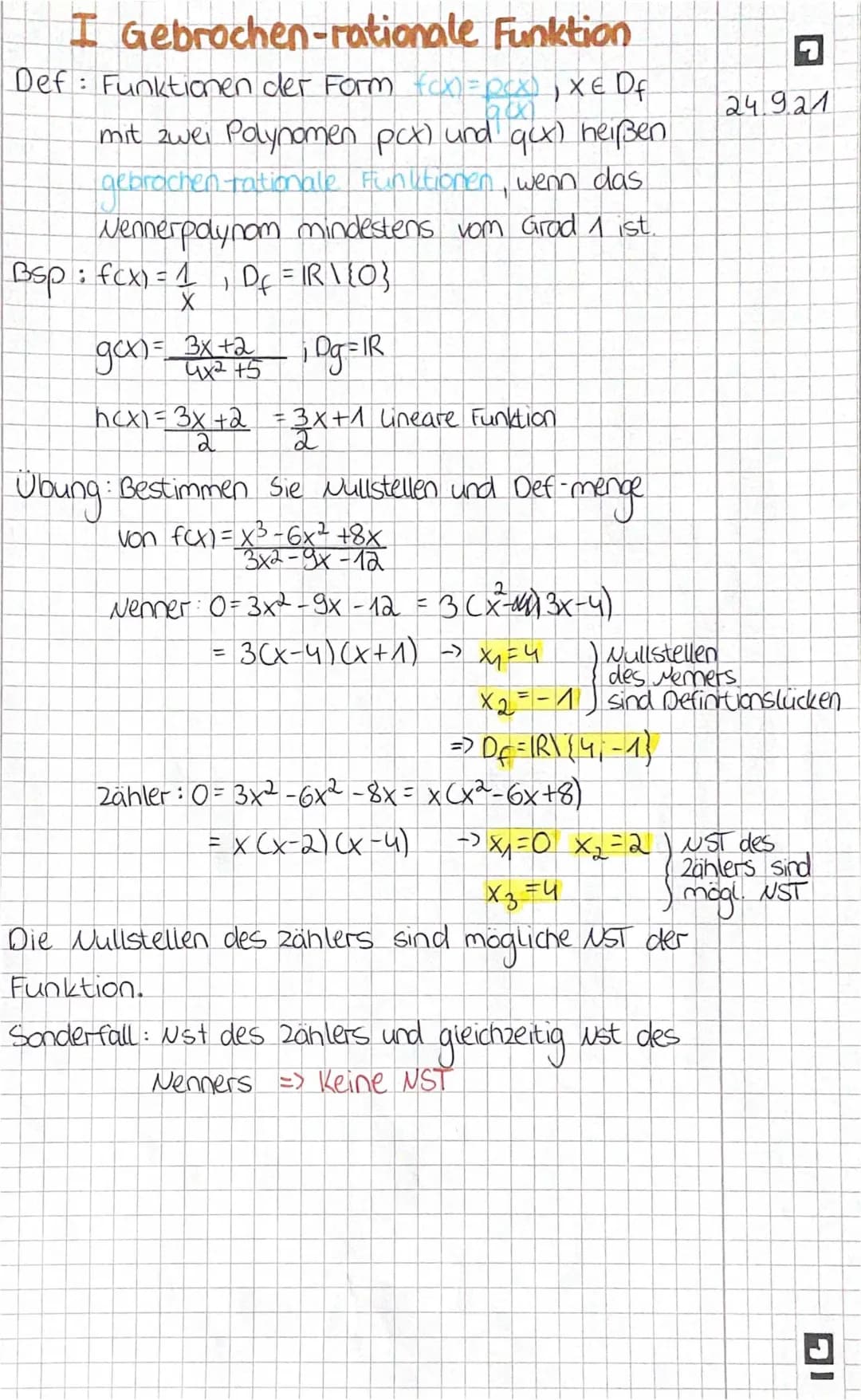 Gebrochen Rationale Funktion