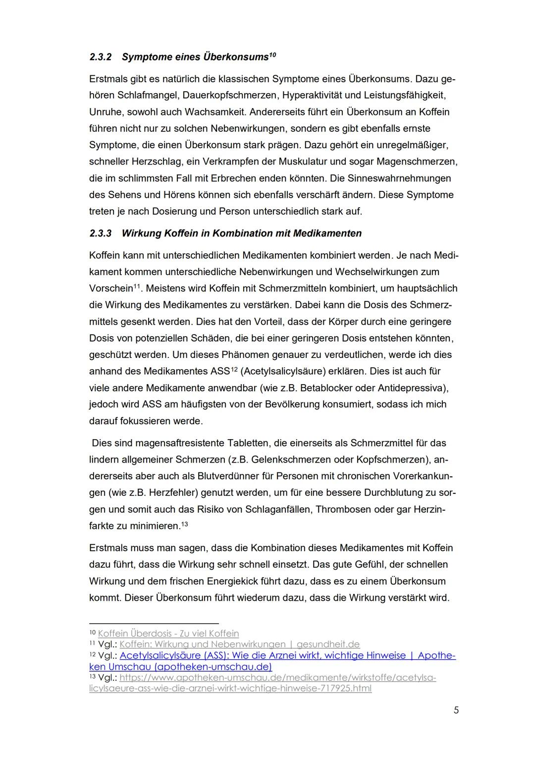 Koffein
Gilt Kaffee wirklich als ein „Leistungspusher“ oder funktioniert es
nur aufgrund der gewohnten Erwartung?
Facharbeit im Rahmen der Q