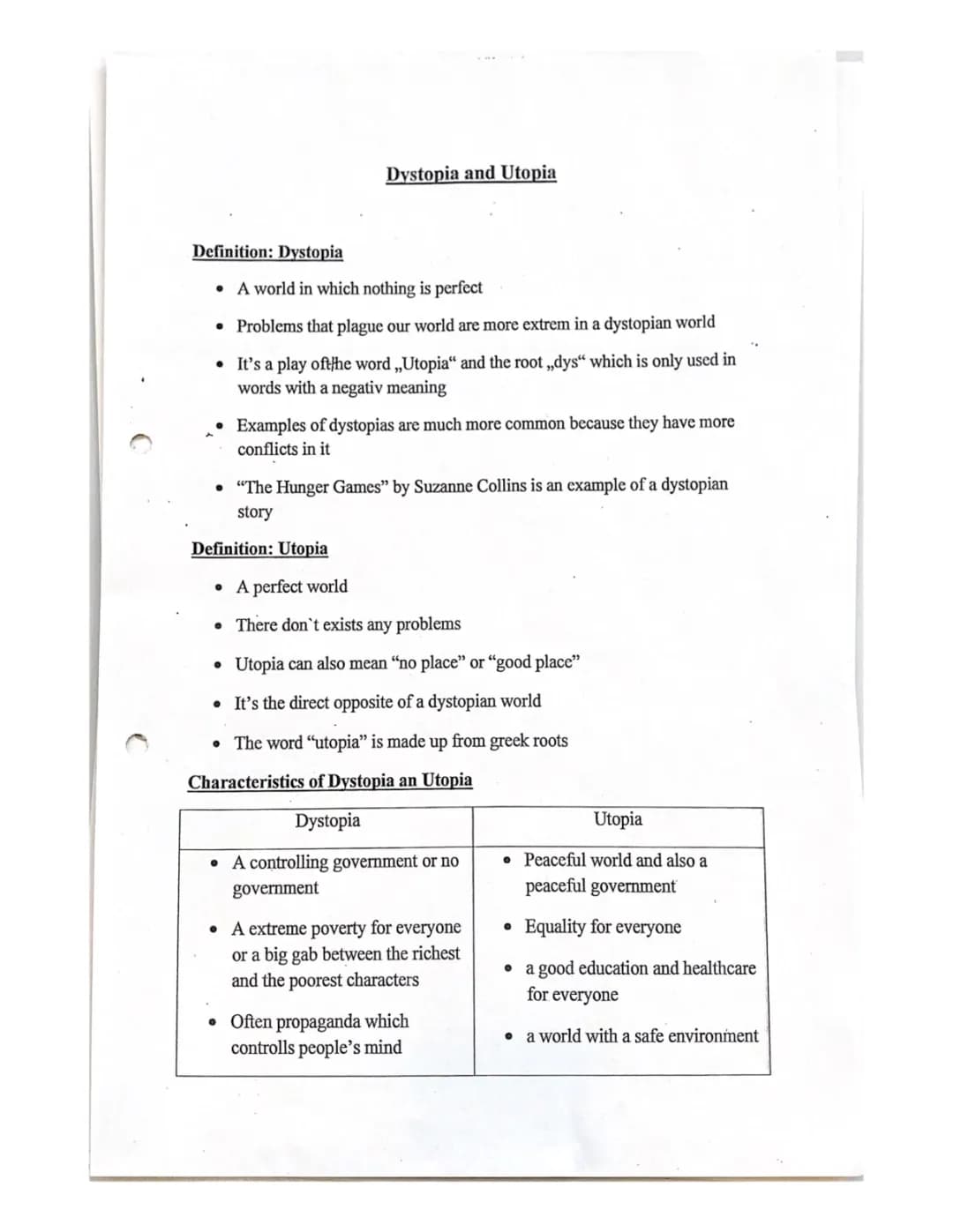 Distopia and Utopia Abitur 22