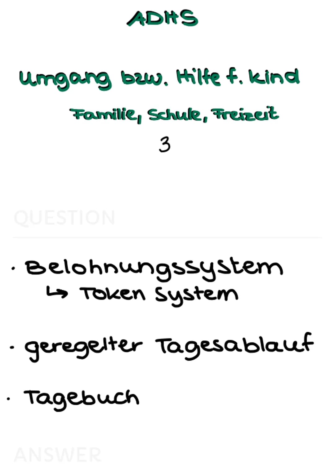 ADHS Def
verhaltensstörung
3
QUESTION
ADHS
zeichnet sich aus durch von
der Norm abweichendes
verhalten, welches das
Erleben und Verhalten ei