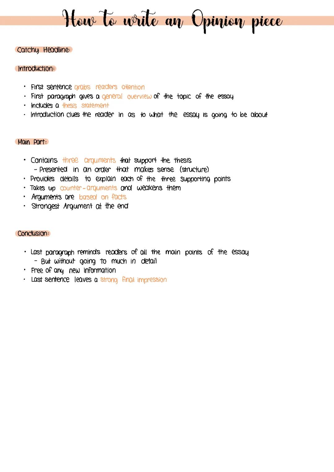 How to write an Opinion piece/essay