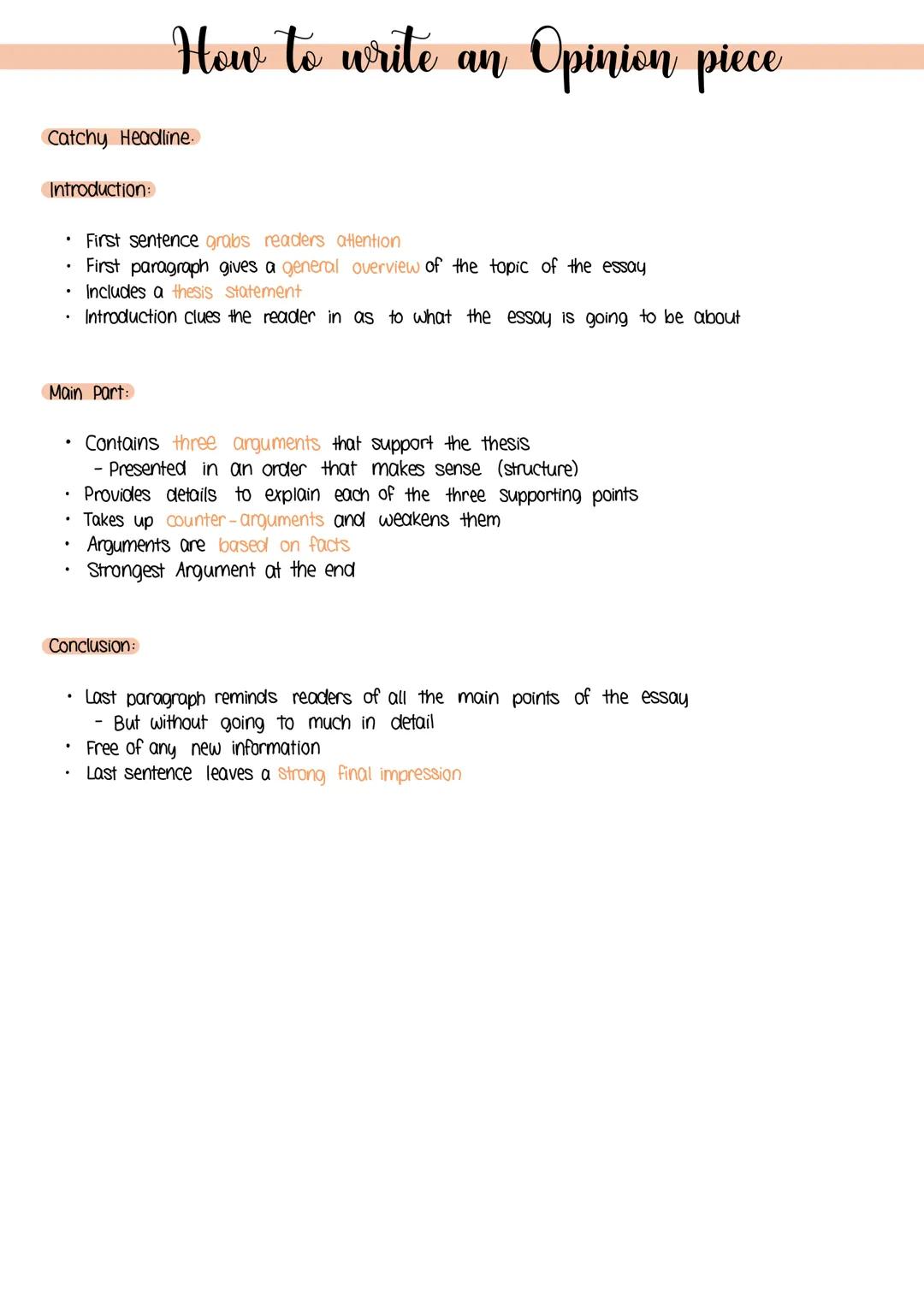 Catchy Headline.
Introduction:
First sentence grabs readers attention
• First paragraph gives a general overview of the topic of the essay
•