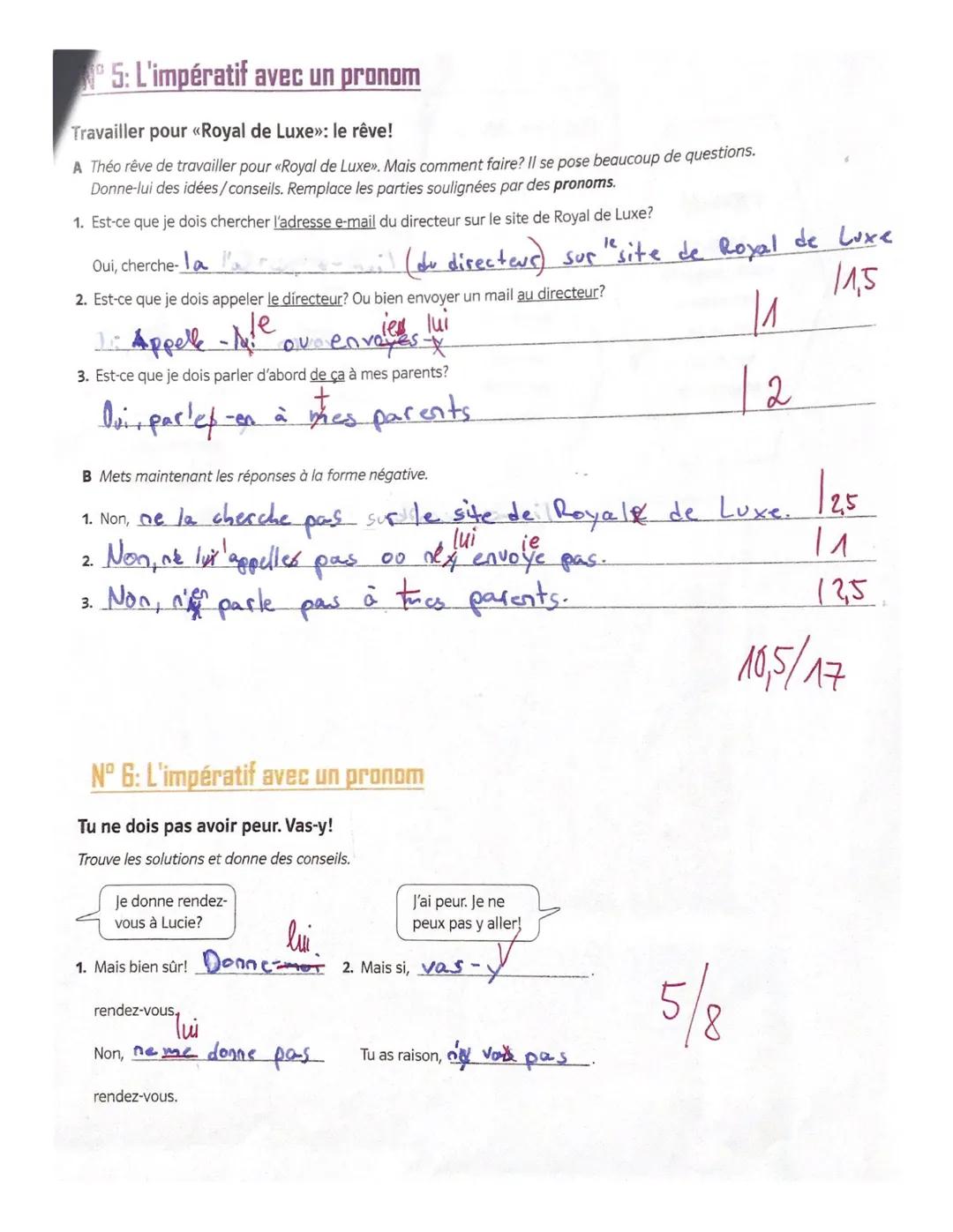 Contrôle N° 1 classe: 10b date: 23.09.2019
Nom: Saphie points: 72,5/100 note: 3 08.10.15
Signature des parents: I:grammaire : 58/78
시뢰하지우 2.