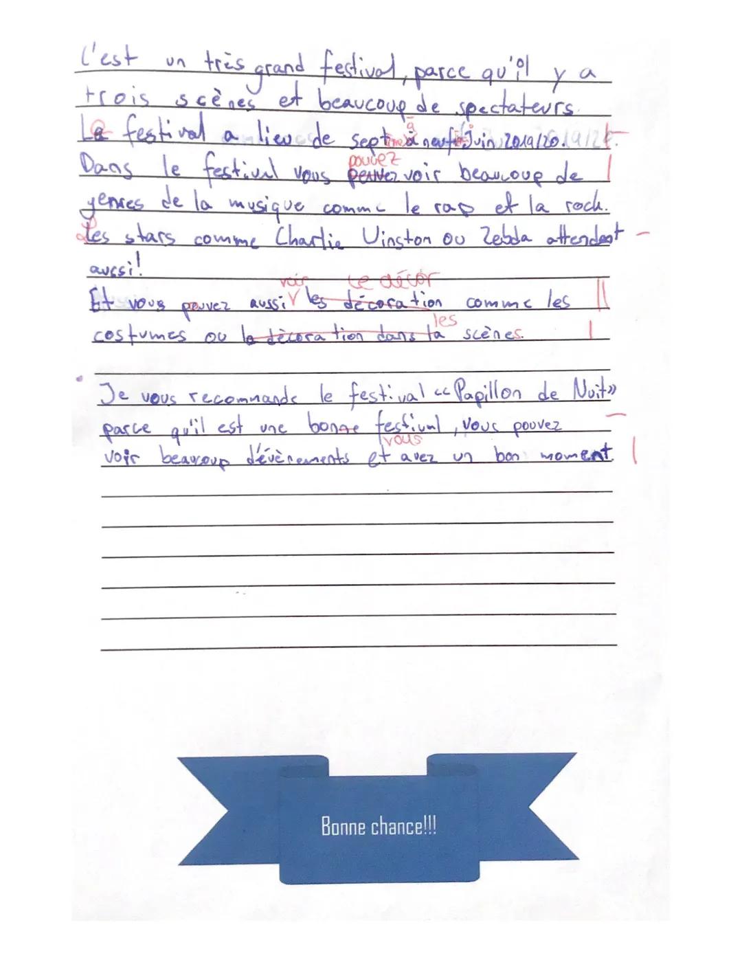 Contrôle N° 1 classe: 10b date: 23.09.2019
Nom: Saphie points: 72,5/100 note: 3 08.10.15
Signature des parents: I:grammaire : 58/78
시뢰하지우 2.