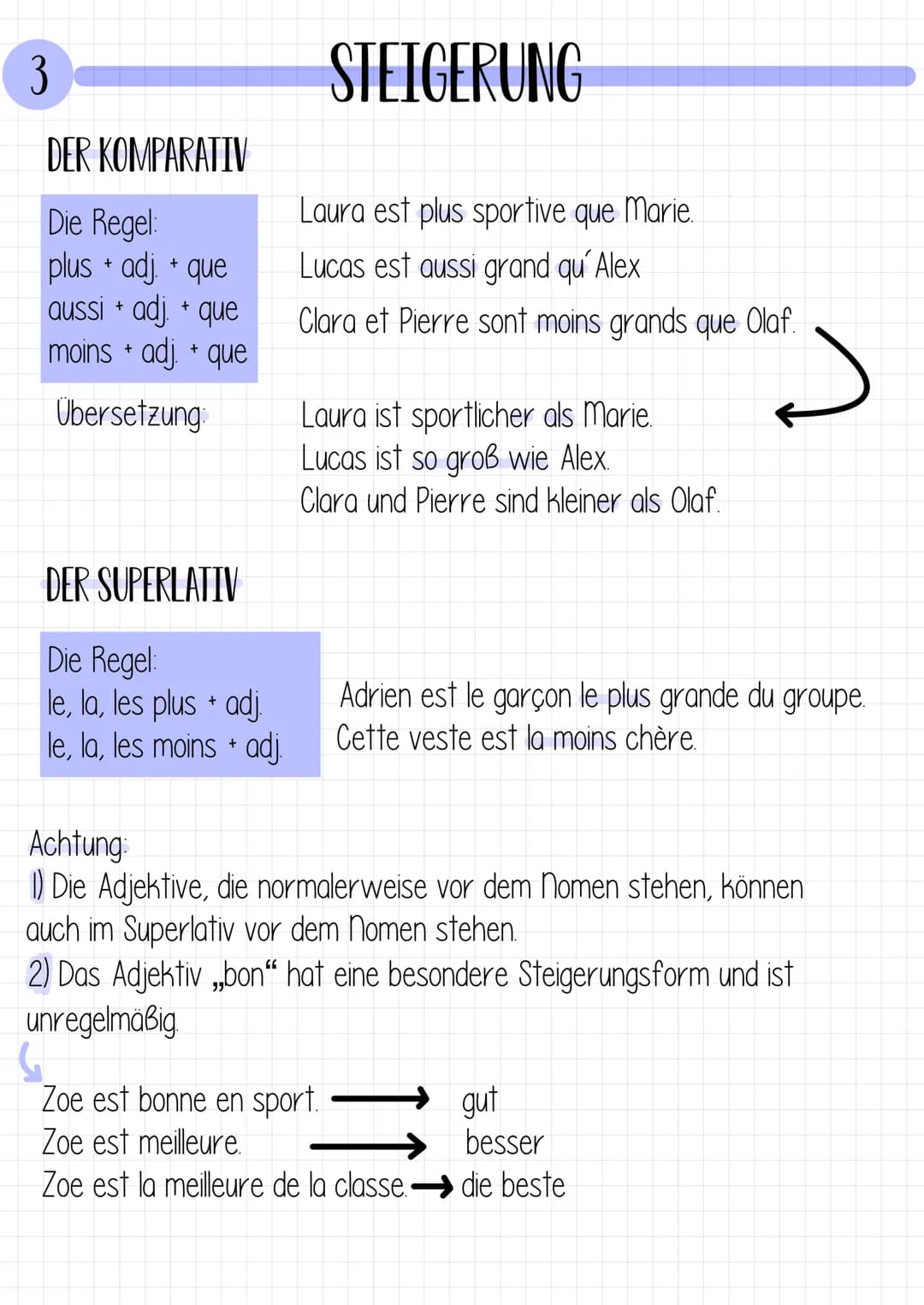 Die Adjektive - les adjectifs
1
DIE ANPASSUNG
mo
W/f
8
2
Sq
1
-e
PI.
-S
-es
Le petite fille est mignonne.
Paul et Julie sont charmants.
Nico