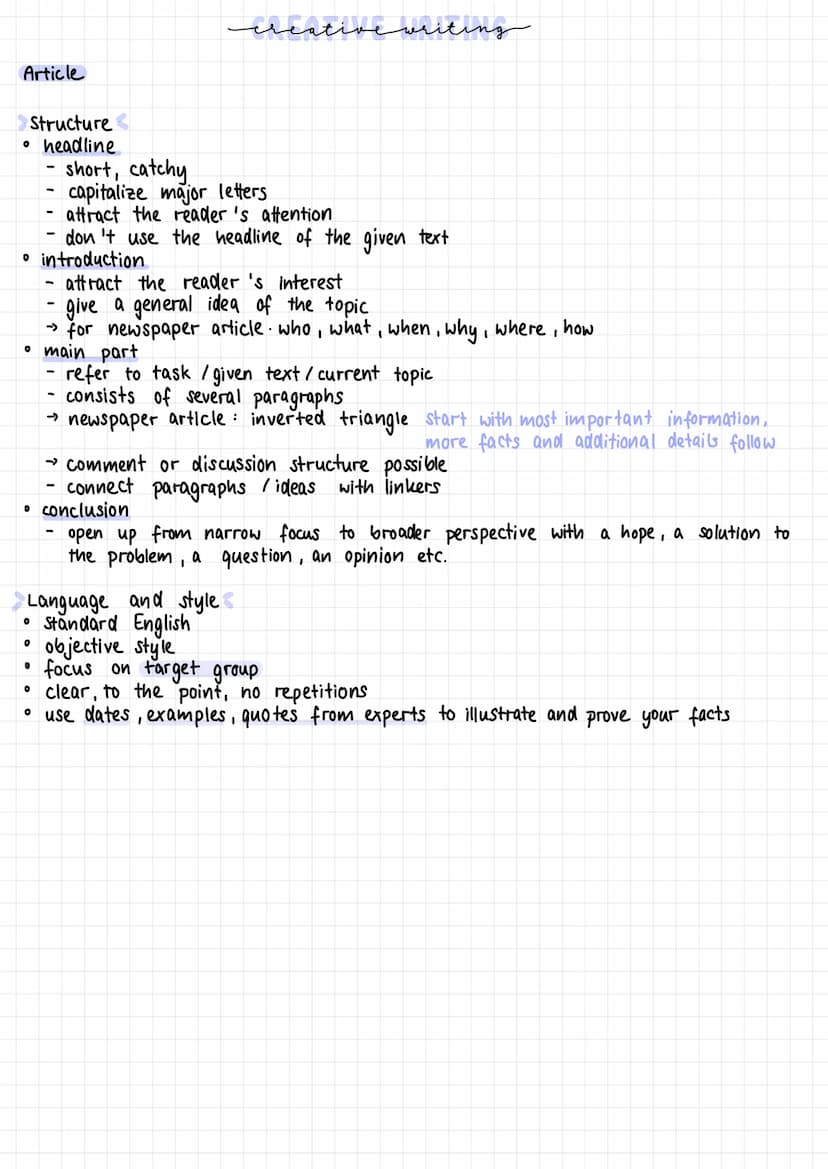 Summary
Structure
0
O
introduction
Notes
• use your own words
• neutral point of view
0
0
no own ideas, illustrations, metaphors, or interpr