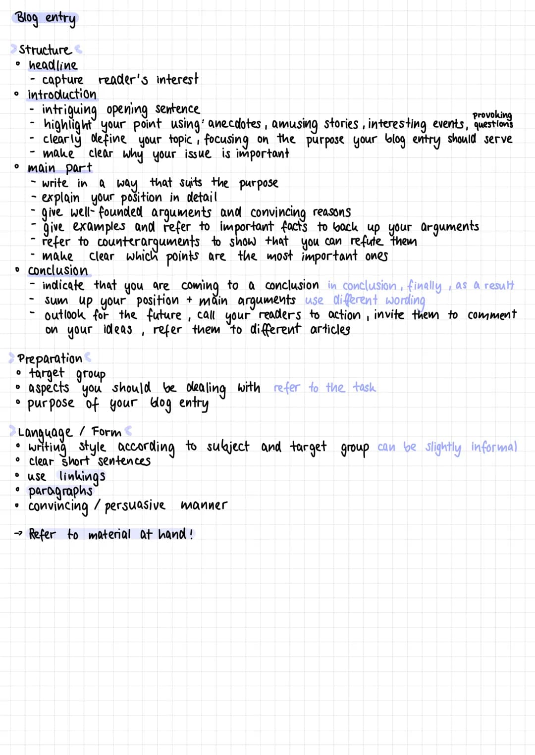Summary
Structure
0
O
introduction
Notes
• use your own words
• neutral point of view
0
0
no own ideas, illustrations, metaphors, or interpr