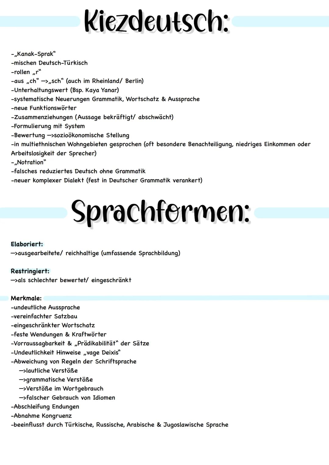 Dialekt:
->regional/ lokal begrenzte Sprachvarietät (wesentliche Gemeinsamkeiten mit Standardsprache)
-regionale Herkunft (Stärkung Zusammen