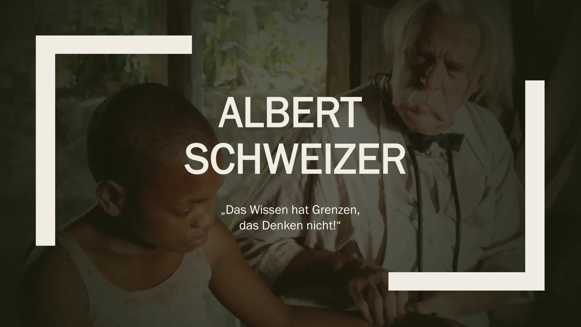 ALBERT
SCHWEIZER
,,Das Wissen hat Grenzen,
das Denken nicht!" ■
Das Leben von
Albert Schweitzer
der ,,Urwaldarzt"
14. Januar 1875 in Kayserb