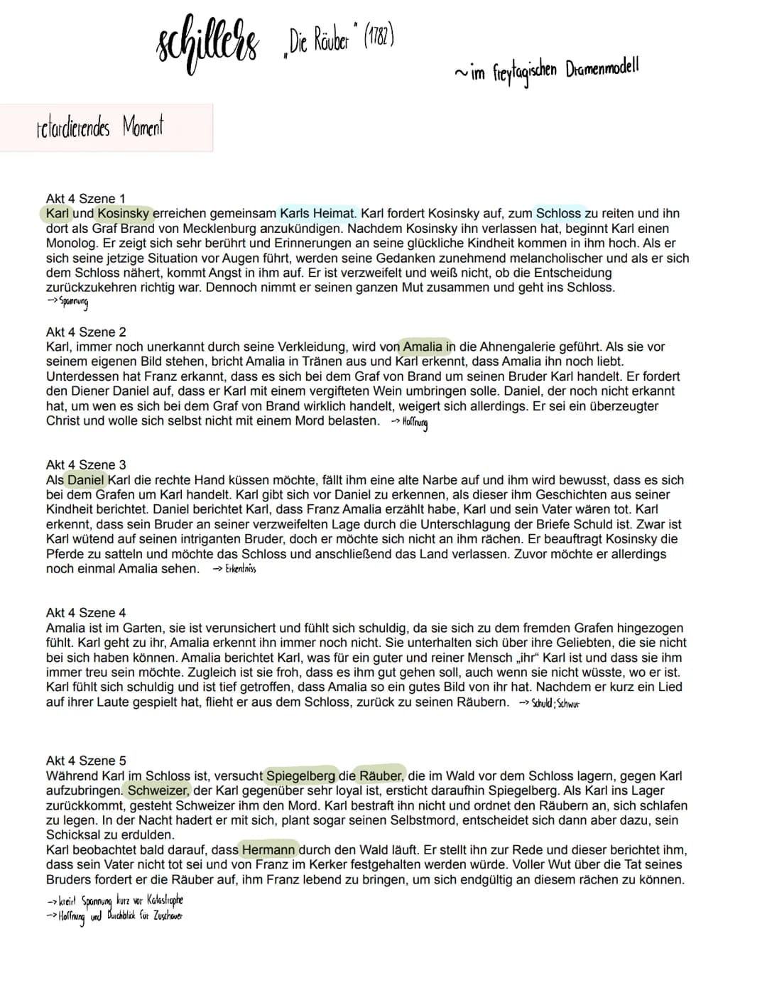 schillers „Die Raube (100)
Räuber " (1782)
retardierendes Moment
~im freytagischen Damenmodell
Akt 4 Szene 1
Karl und Kosinsky erreichen gem