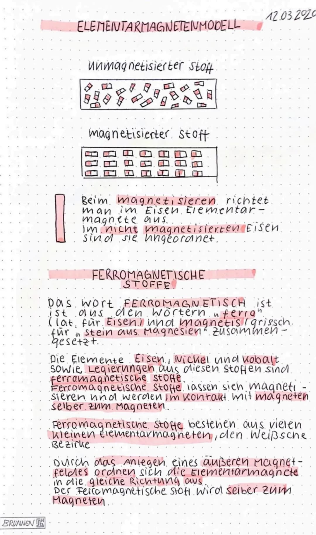 BRUNNEN
1
ELEMENTARMAGNETENMODELL
unmagnetisierter Stoff
magnetisierter. Stoff
800
088
8.88
Beim
man im
magnetisieren richtet
Eisen. Element