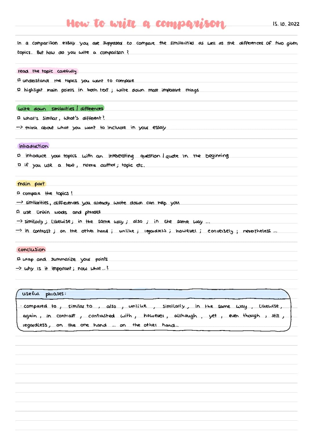 How to: comparison 