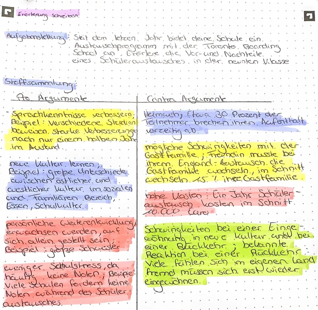 Frörterung schreiben.
Aufgabenstelling: Skit clem letzen. Jahr bietet deine Schule ein
Austcuischprogrammere, die Vor- und Nachteile.
mit de