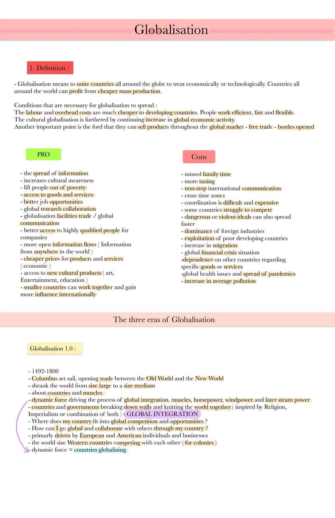 Englisch KA. 2
Themen:
• Listening Comprehension
• Cartoon Analysis
- Globalization :
- Definition
- Pro and Cons
Three eras of Globalisatio