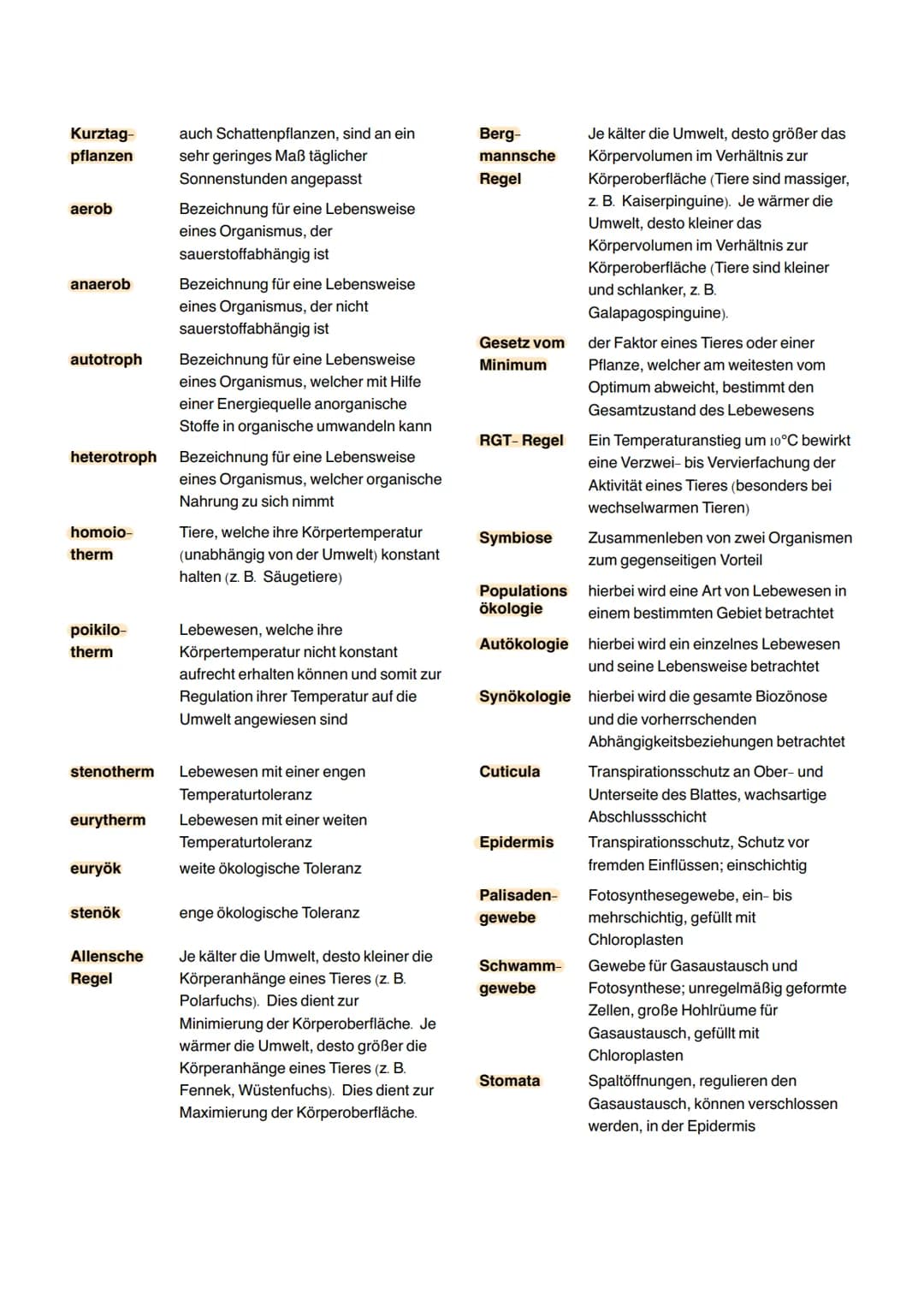Ökologie
Ökosystem
Biosphäre
Biotop
Biozönose
ökologische
Potenz
Toleranz-
bereiche
Gesamtheit aller biotischen Faktoren
eines Ökosystems
Bi