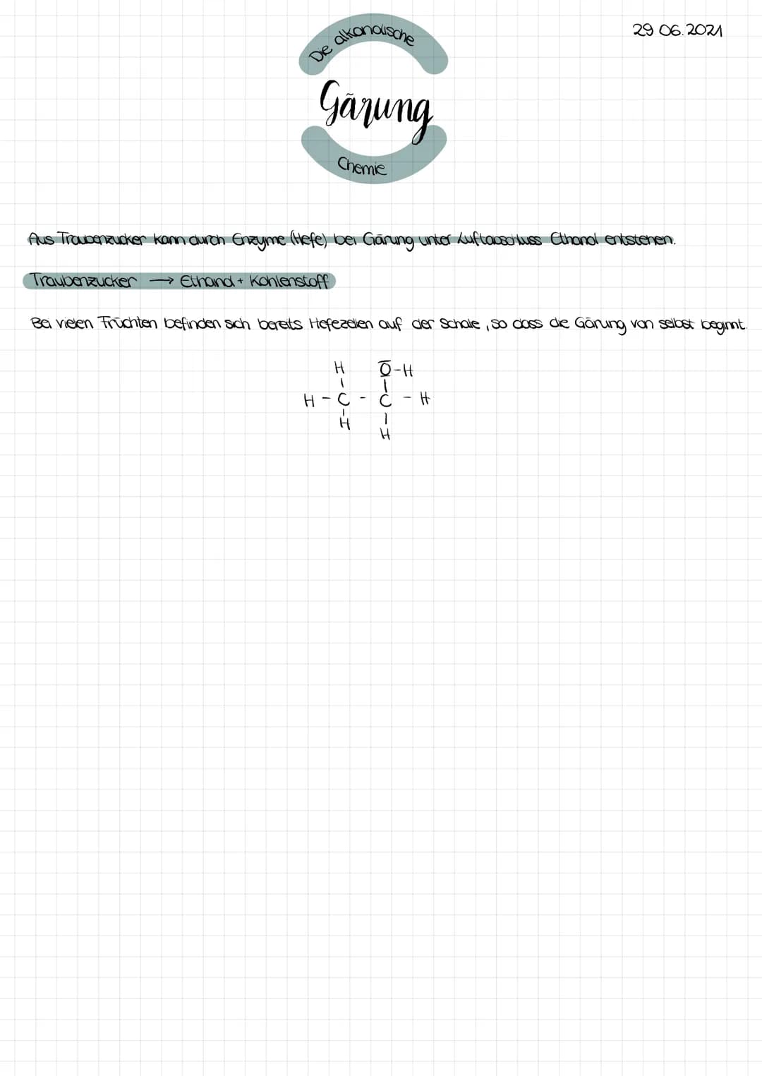 Ethanol ist eine brennbare Flüssigkeit mit einer Sedethemperatur von 78°C und enor Dichte von 0,79g/cm².
Merke: Die Hydroxylgruppe ist das c
