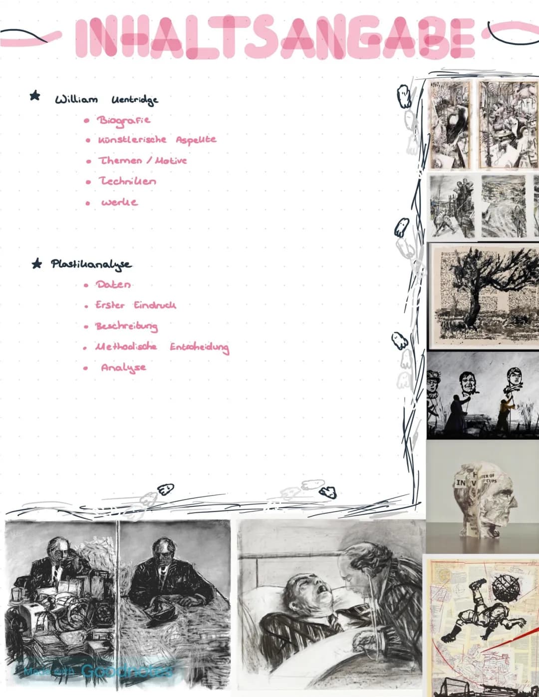# William Kentridge
Ein Südafrikanischer Künstler

Kunst LK

2021

Made with Goodnotes --- OCR Start ---
INHALTSANGABE
William Uentridge
• B