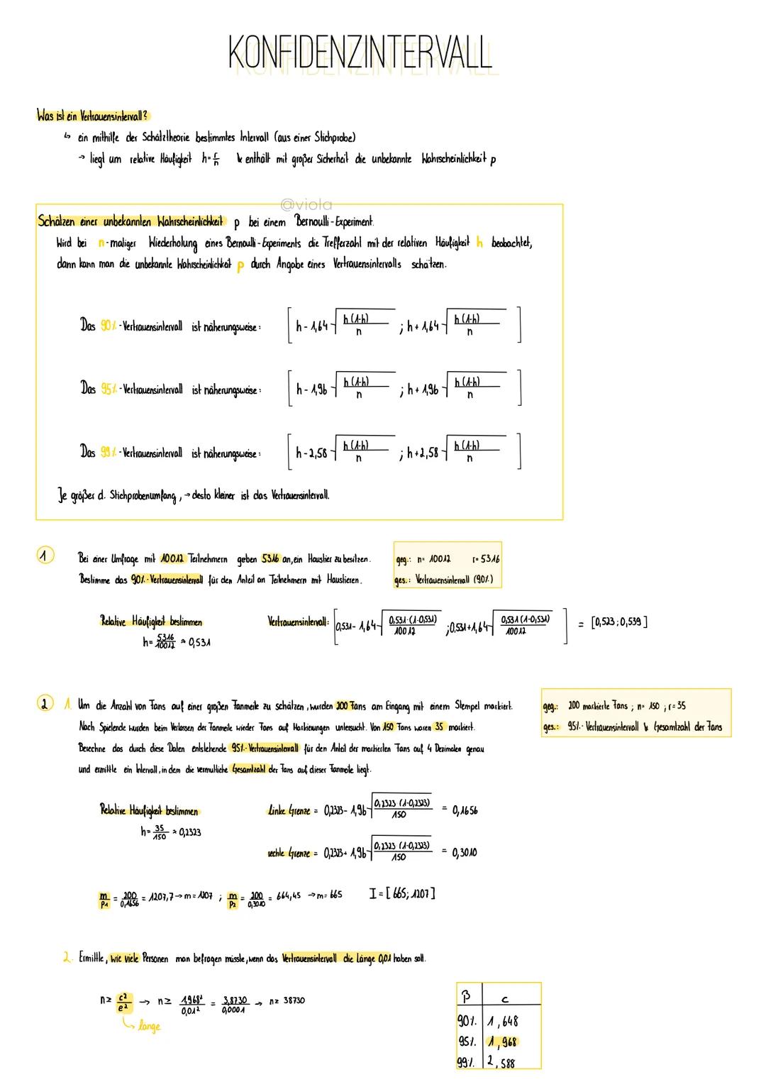 # KONFIDENZINTERVALL

Was ist ein Vertrauensintervall?
*   ein mithilfe der Schalzlheorie bestimmtes Intervall (aus einer Stichprobe)
*   →l