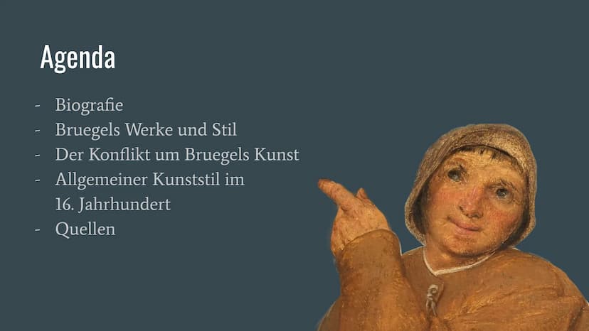 Pieter Bruegel der Ältere
18.08.22 Q1 Kunst RAD Agenda
Biografie
Bruegels Werke und Stil
Der Konflikt um Bruegels Kunst
Allgemeiner Kunststi