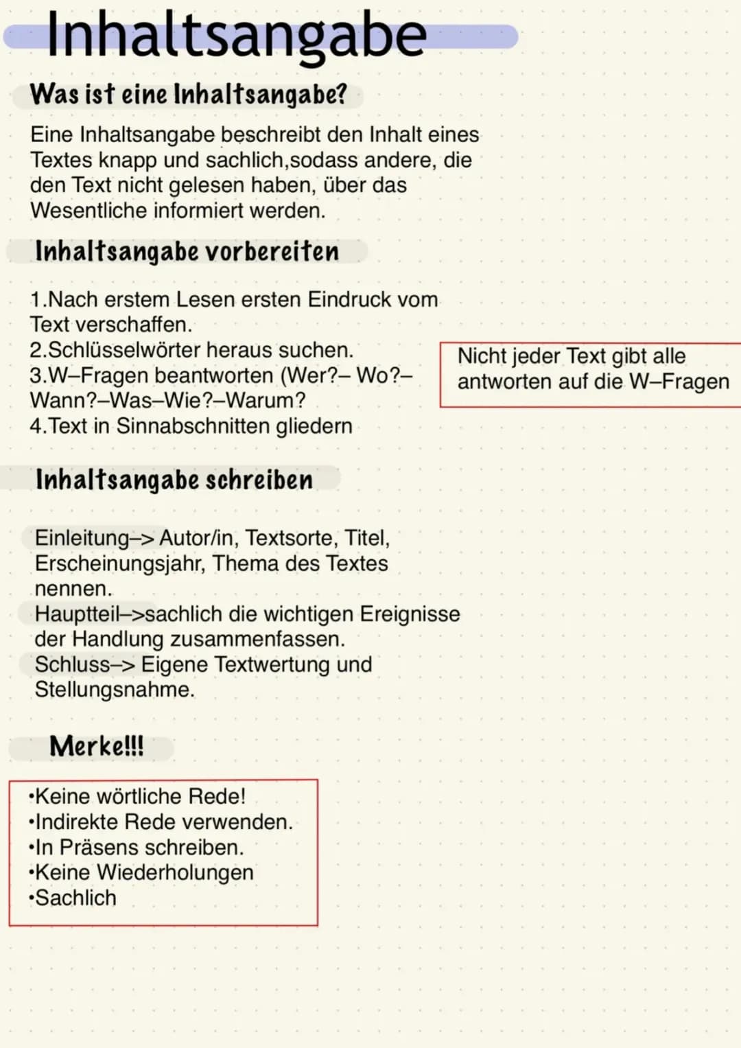 Eine Inhaltsangabe schreiben 