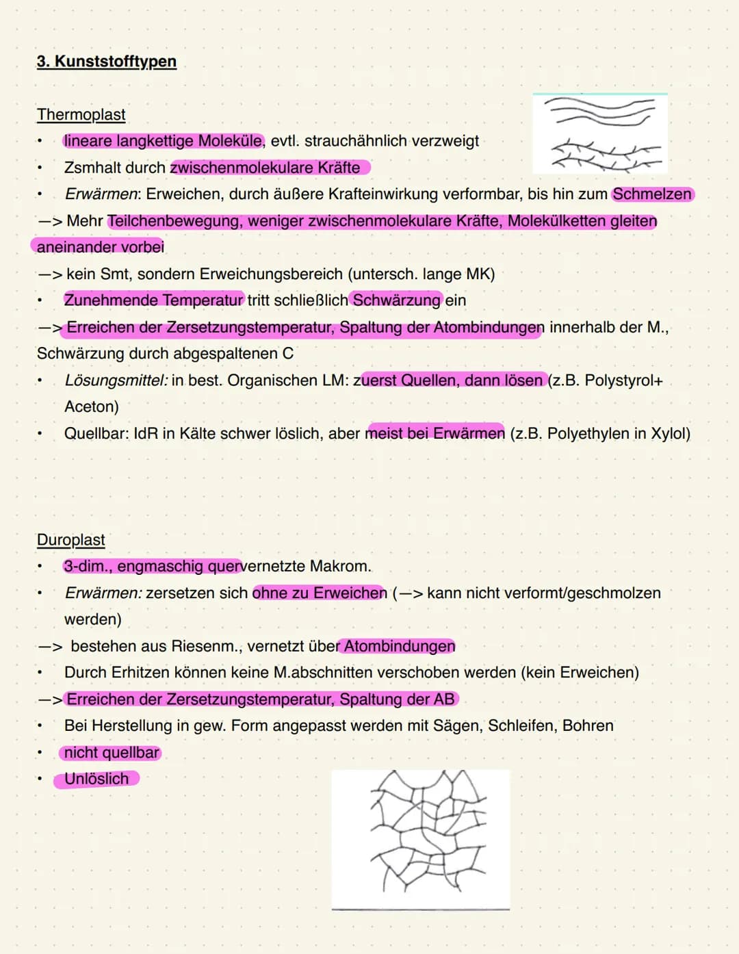 1. Allgemeines
= Polymer, organische Wertstoffe, die in der Natur nicht vorkommen
Polymer; Makromolekül, das vielen gleichen aus Bausteinen 