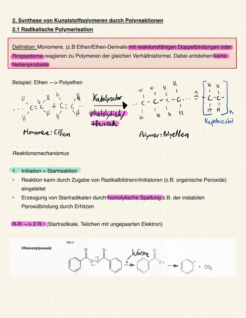 1. Allgemeines
= Polymer, organische Wertstoffe, die in der Natur nicht vorkommen
Polymer; Makromolekül, das vielen gleichen aus Bausteinen 