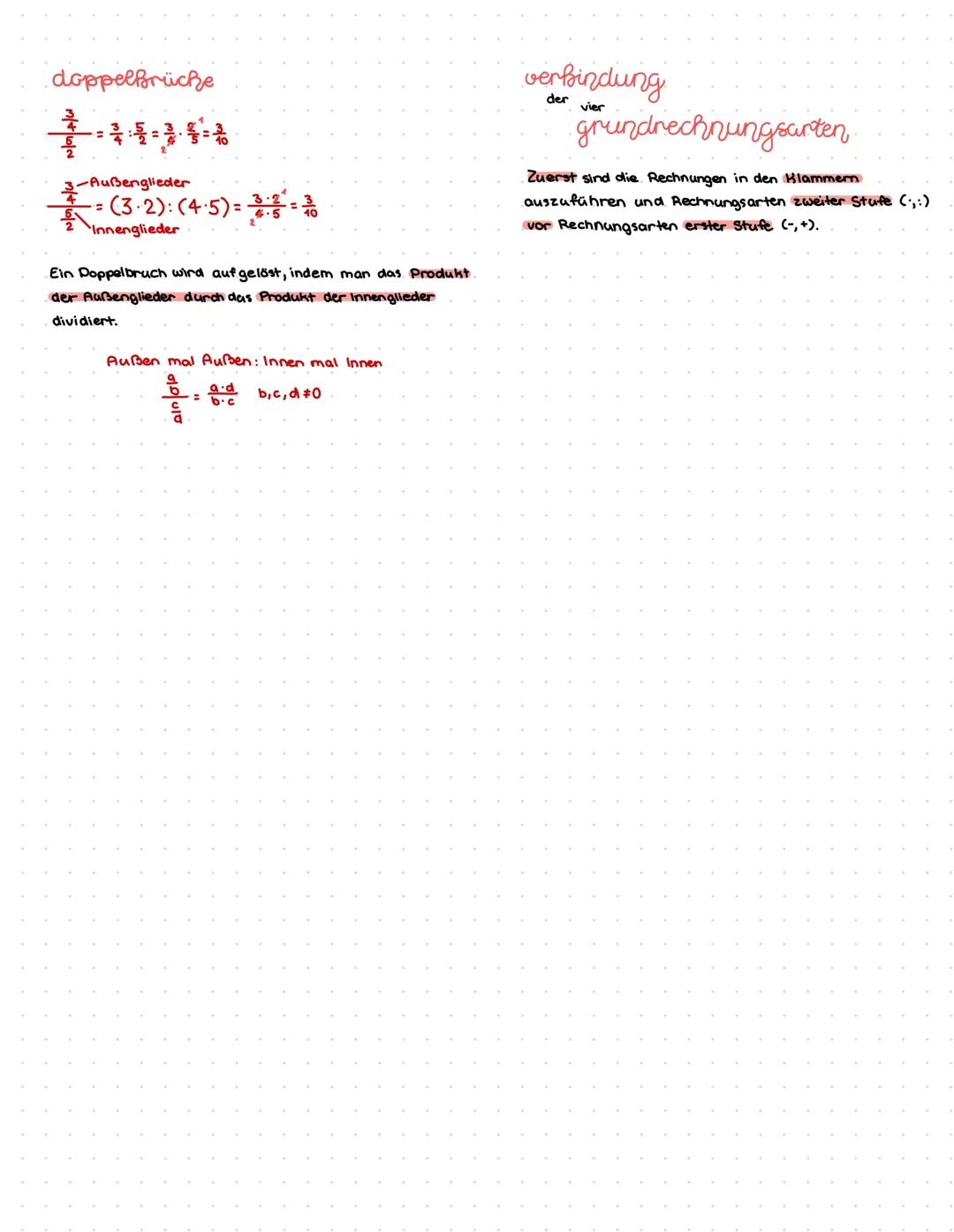 doppelbrücke
****
-Außenglieder
=(3-2): (4-5)==0
Innenglieder
=
Ein Doppelbruch wird aufgelöst, indem man das Produkt
der Außenglieder durch