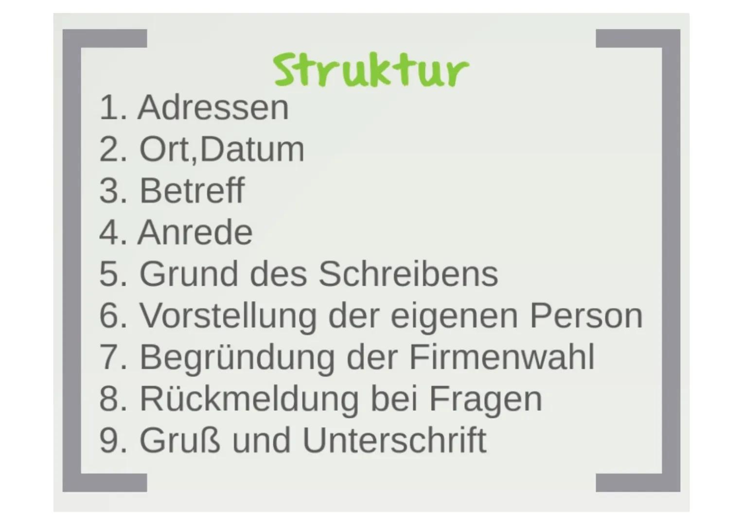 Bewerbung
• Formulierung eines Anschreibens
• Erstellung eines tabellarischen Lebenslaufs
• Bewerbungs- oder Motivationsschreiben, wenn
erfo