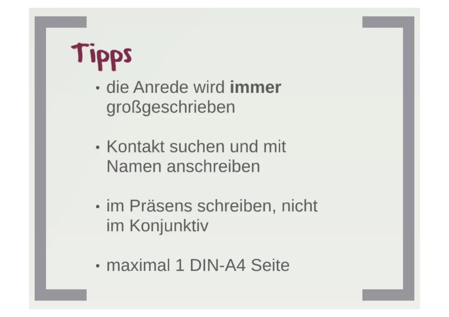 Bewerbung
• Formulierung eines Anschreibens
• Erstellung eines tabellarischen Lebenslaufs
• Bewerbungs- oder Motivationsschreiben, wenn
erfo