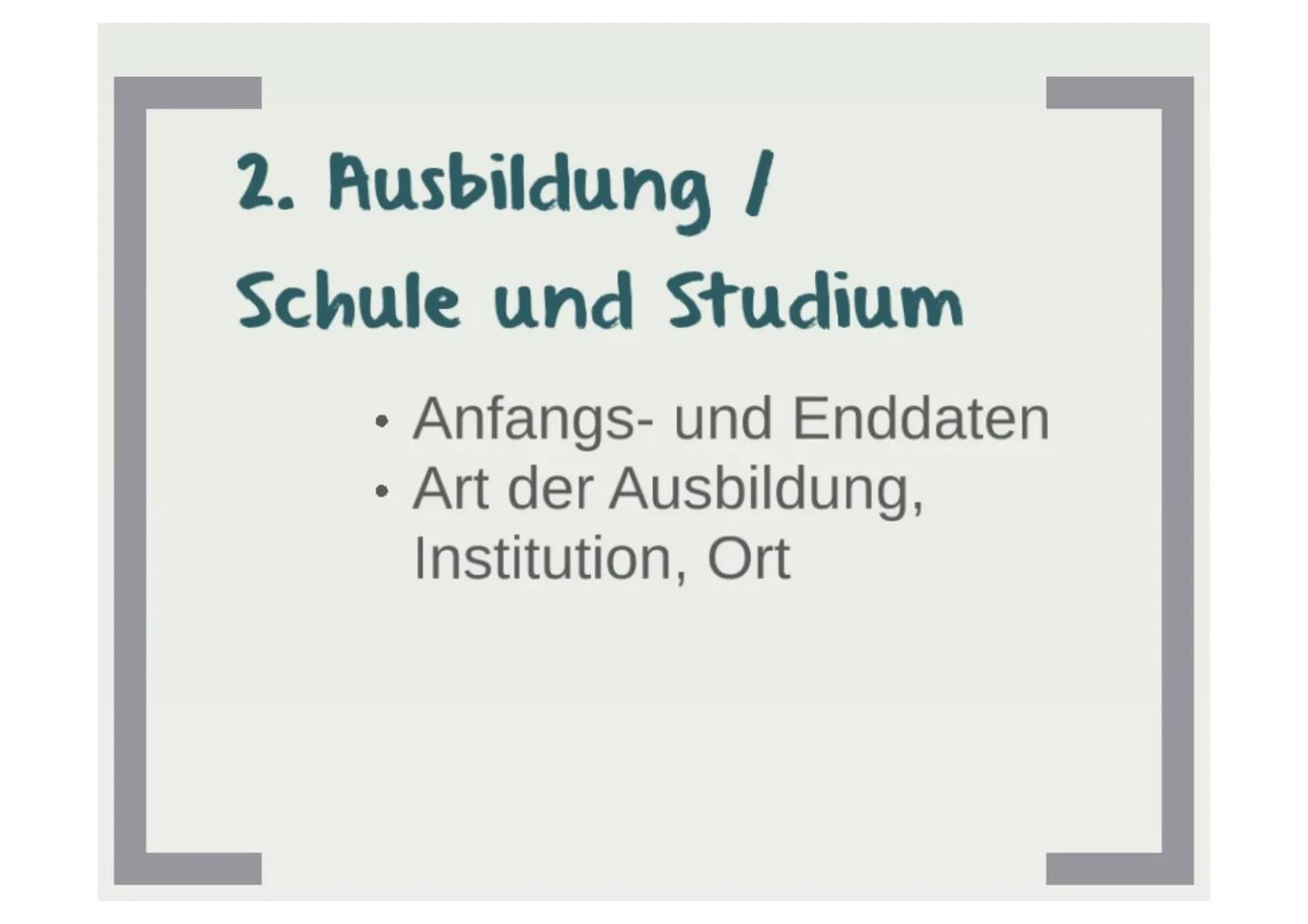 Bewerbung
• Formulierung eines Anschreibens
• Erstellung eines tabellarischen Lebenslaufs
• Bewerbungs- oder Motivationsschreiben, wenn
erfo