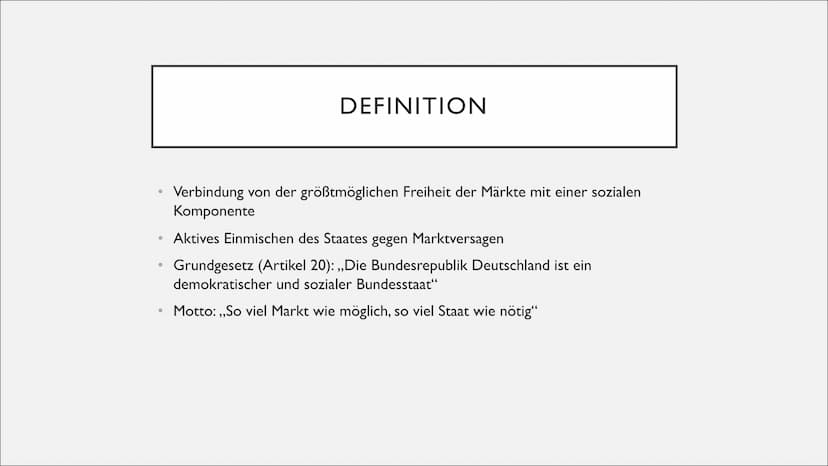 DIE GRUNDLAGEN DER SOZIALEN
MARKTWIRTSCHAFT
Josefine und Emma ●
●
DEFINITION
Verbindung von der größtmöglichen Freiheit der Märkte mit einer
