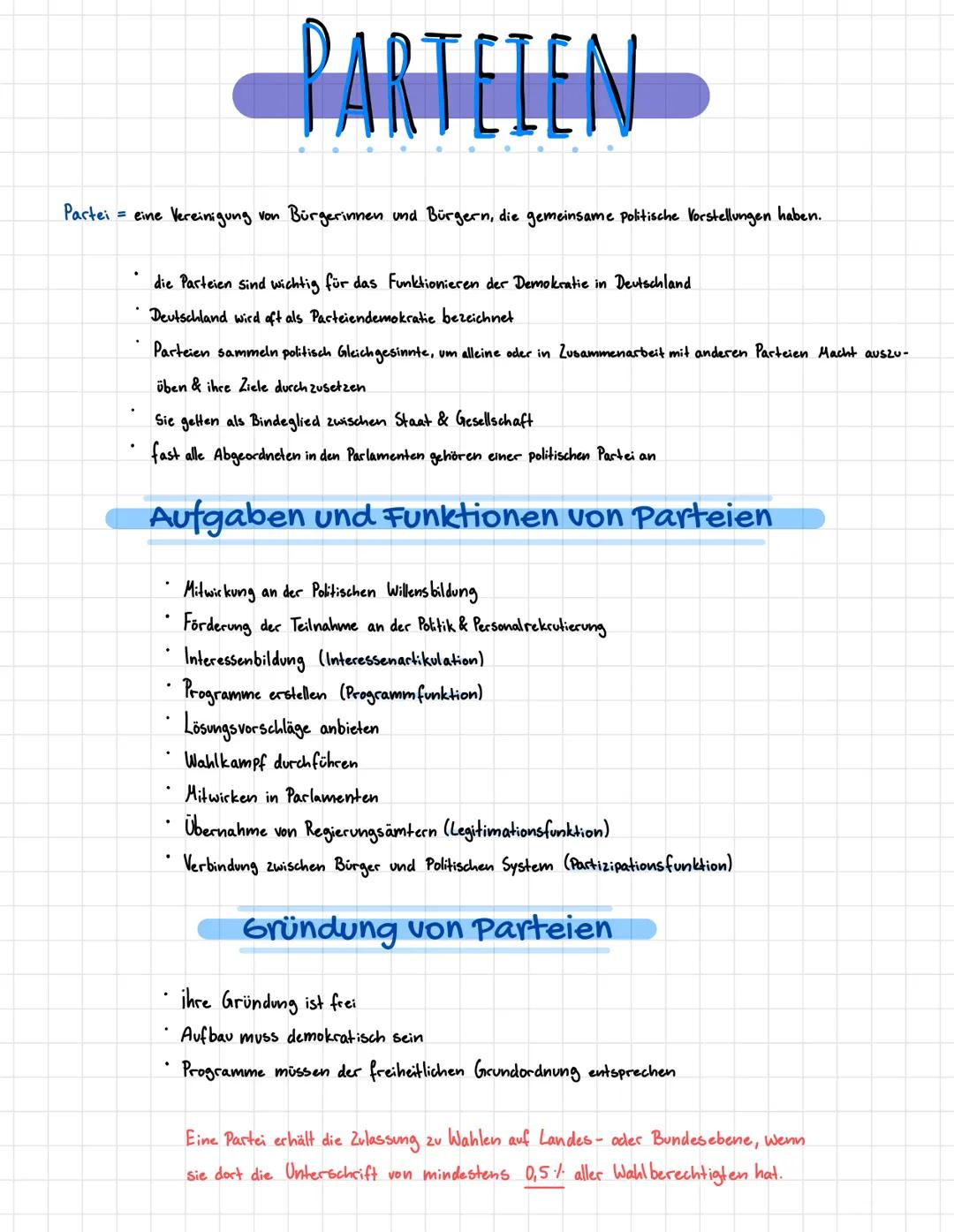 Partei
= eine Vereinigung von Bürgerinnen und Bürgern, die gemeinsame politische Vorstellungen haben.
die Parteien sind wichtig für das Funk