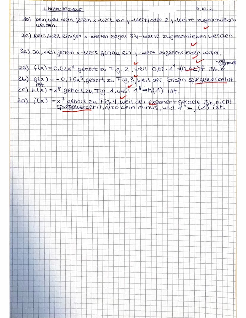 1. Klausur EF Ma
Potenzfunktionen
Formulieren Sie, wenn es sinnvoll ist, Antwortsätze und kommentieren Sie Ihren Rechenweg.
Rechnen Sie so w