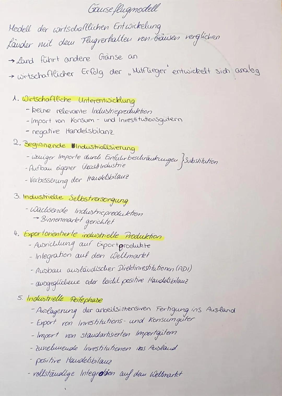Gause flugmodell
Medell der wirtschaftlichen Entwickelung
Länder mit dem Flugrerhalten
→ Land führt andere Gänse an
→ wirtschaftlicher Erfol